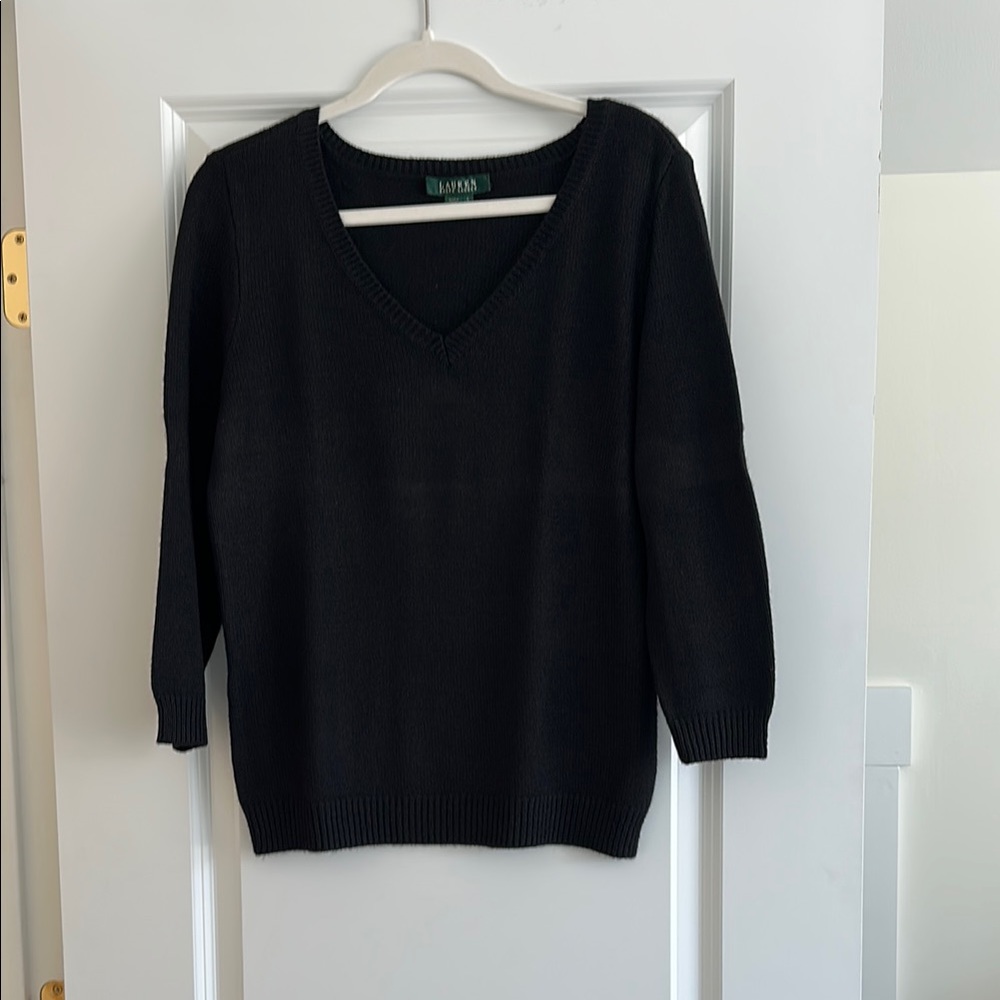 Lauren Classic Black V-Neck Sweater